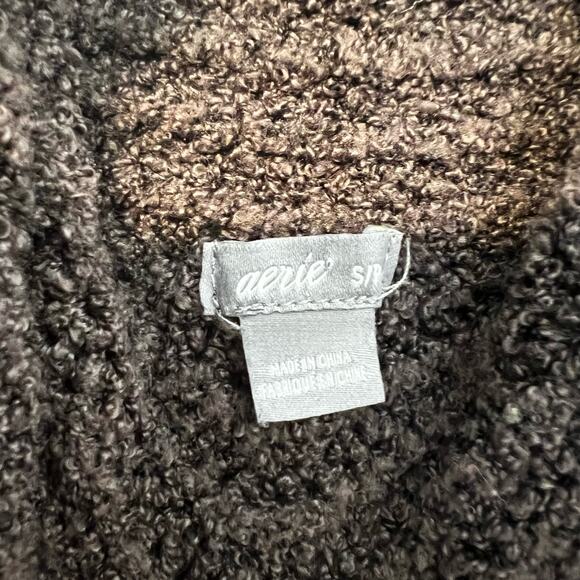 Aerie Oversized Knit Brown Cardgian Sweater Waterfall Collar Size Small - Picture 6 of 9